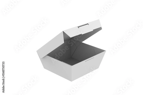 Obraz Opened Paper Food Box Mockup isolated on White Background. 3d illustration