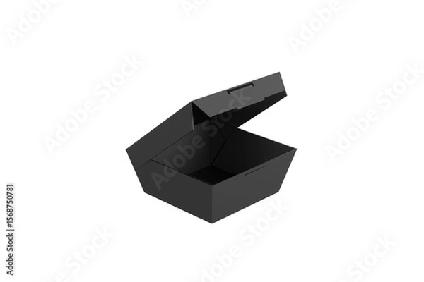 Obraz Opened Paper Food Box Mockup isolated on White Background. 3d illustration