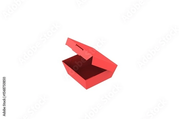 Obraz Opened Paper Food Box Mockup isolated on White Background. 3d illustration