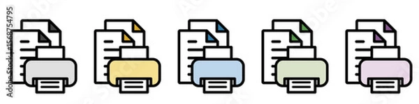 Fototapeta イラストアイコンセット：プリンタファイル