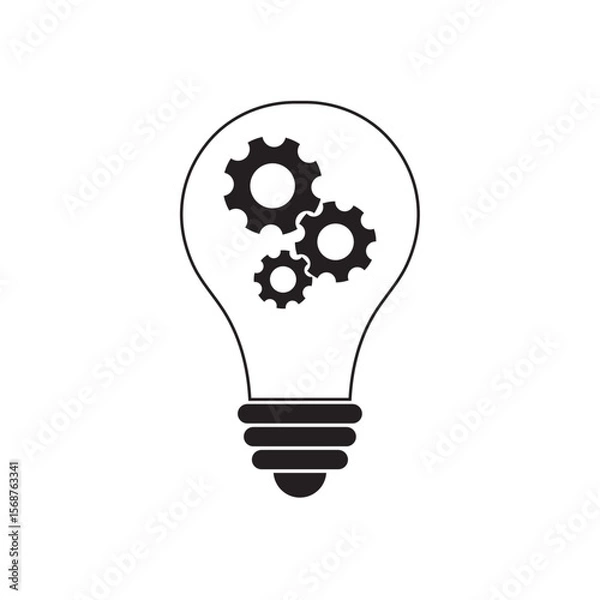 Obraz light bulb and gear flat icon vector