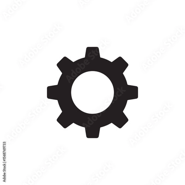 Fototapeta Gear, Setting Cog, Cogwheel or Gearwheel Solid Flat Vector Icon Isolated on White Background.

