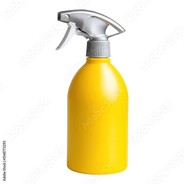 Fototapeta Yellow plastic spray bottle essential for cleaning tasks. useful dispenser for housekeepers aiding daily maintenance and hygiene routine offering simple solution for liquid application