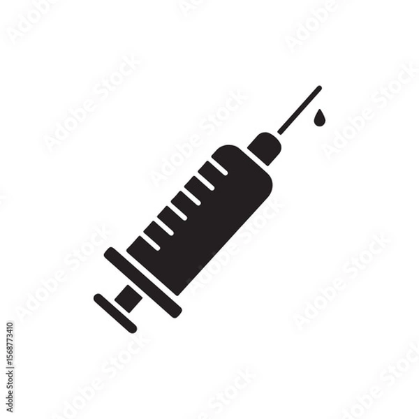 Fototapeta Injection Syringe Needle, Medical Tool Solid Flat Vector Icon Isolated on White Background.
