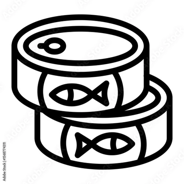 Fototapeta icon sardine with style outline