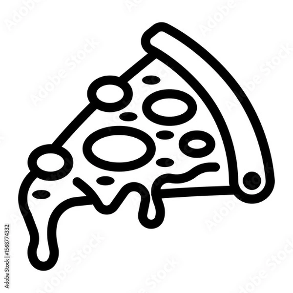 Fototapeta icon pizza with style outline