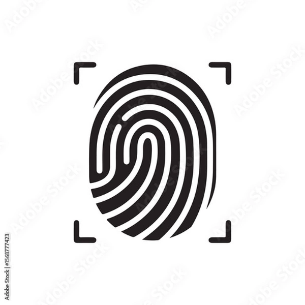Fototapeta Fingerprint, Human Finger Print, Thumbprint Solid Flat Vector Icon Isolated on White Background.
