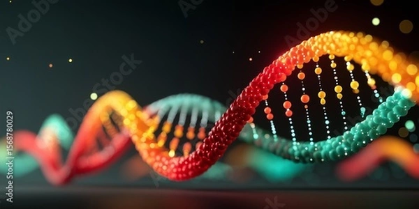 Obraz Gene Editing concept. Colorful abstract representation of DNA strands.