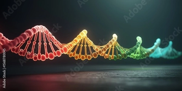 Obraz Gene Editing concept. Colorful representation of DNA strands in a creative design.