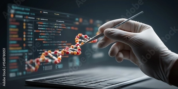 Obraz Gene Editing concept. Digital manipulation of DNA in a lab setting.