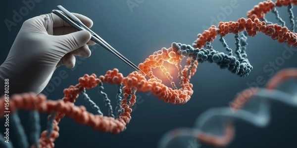 Obraz Gene Editing concept. DNA manipulation in a scientific setting.