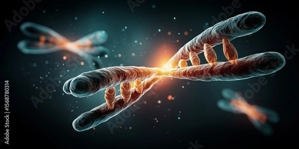 Obraz Gene Editing concept. 3D illustration of DNA structure and chromosomes interaction