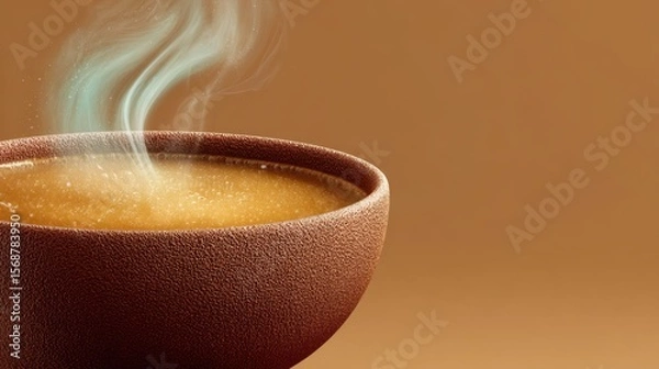 Fototapeta Bubbling hot soup in a cozy kitchen close-up photography of culinary delight