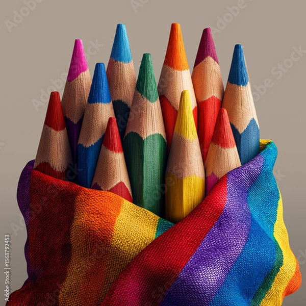 Fototapeta colored pencils on a white background. Generative AI