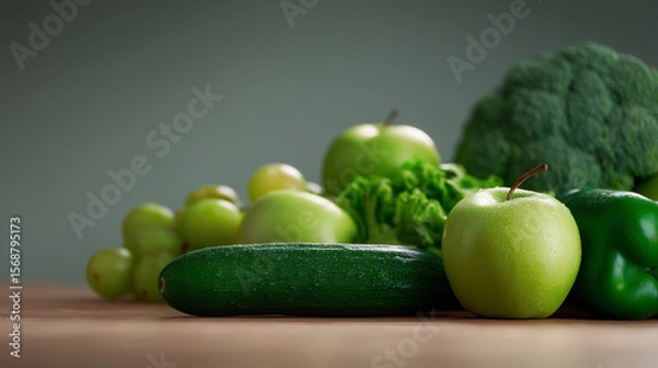 Fototapeta fresh vegetables on a wooden table. Generative AI