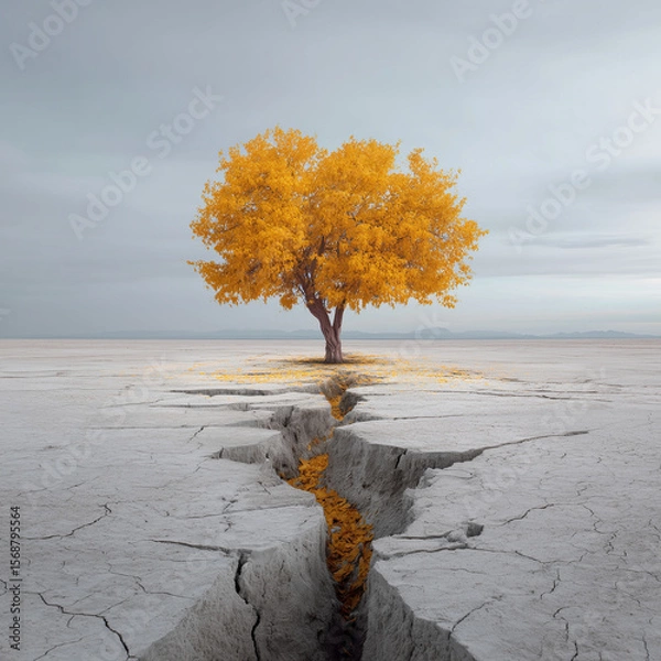 Fototapeta lonely tree on the beach. Generative AI
