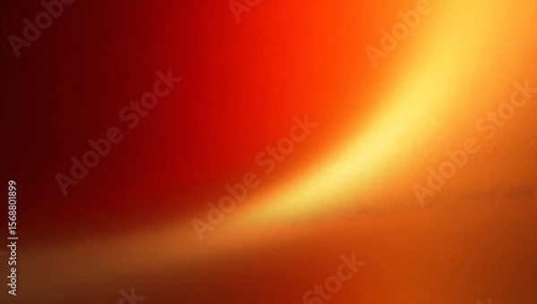 Fototapeta Warm abstract background with a glowing golden light curve against a deep red and orange gradient