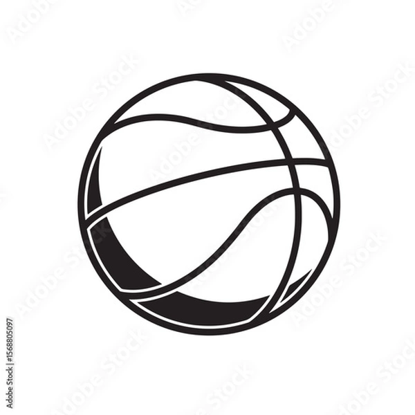 Fototapeta Vector illustration of a detailed black and white basketball ball for sports design concepts