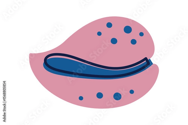Fototapeta Flat cartoon vector illustration of rounded beautiful sea shell. Marine decorative element for ocean themes, beach designs, kids materials, summer and vacation projects, isolated colored clipart