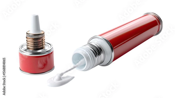 Obraz Open Sealant Tube and Nozzle: A striking image showcasing an open sealant tube and its nozzle, symbolizing construction and repair with a clean, studio-style setting.