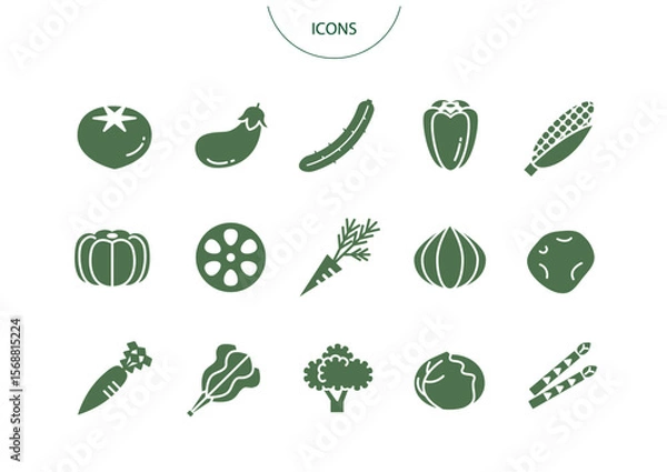 Obraz 野菜　アイコン ピクトグラム　ベクター イラスト　セット