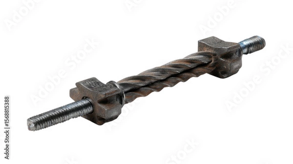 Obraz Artisanal Metal Bolt: This striking image presents an intricate, twisted metal bolt. The image showcases an industrial design piece, exuding strength and detail.
