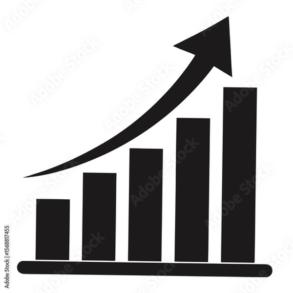 Obraz Minimal Vector Silhouette of Bar Chart Representing Business Progress and Economic Increase

