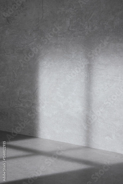 Fototapeta Concrete background that can be used in various designs with shadows of sunlight through the window.