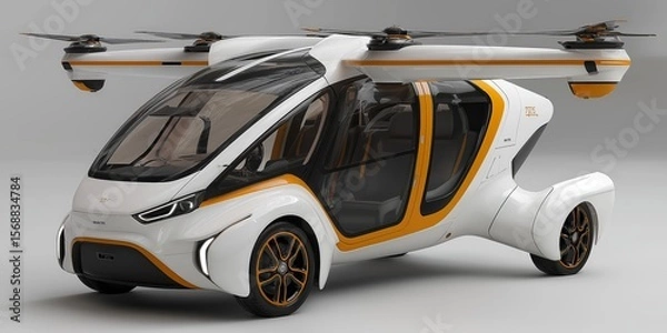 Obraz drone, electric vertical (eVTOL) concept. Futuristic flying car with drone capabilities.