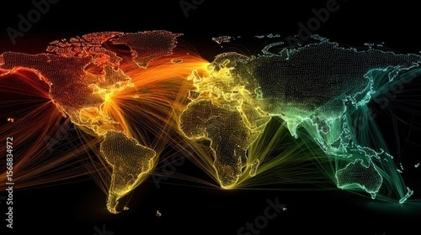 Obraz Global logistics network with dynamic trade routes