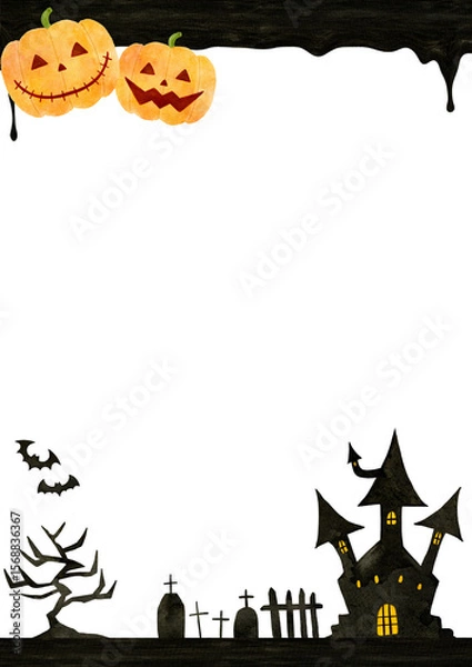 Fototapeta ハロウィン　かぼちゃ　フレーム　イラスト