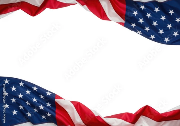 Fototapeta American flag border isolated on transparent background