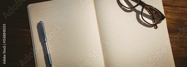Obraz Open book on wooden table