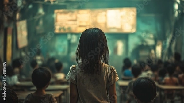 Fototapeta A rescue mission freeing children from a trafficking operation