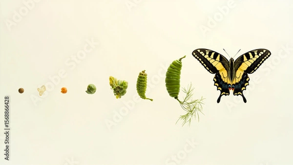 Fototapeta Butterfly Life Cycle Chart Depicting Stages of Transformation and Growth