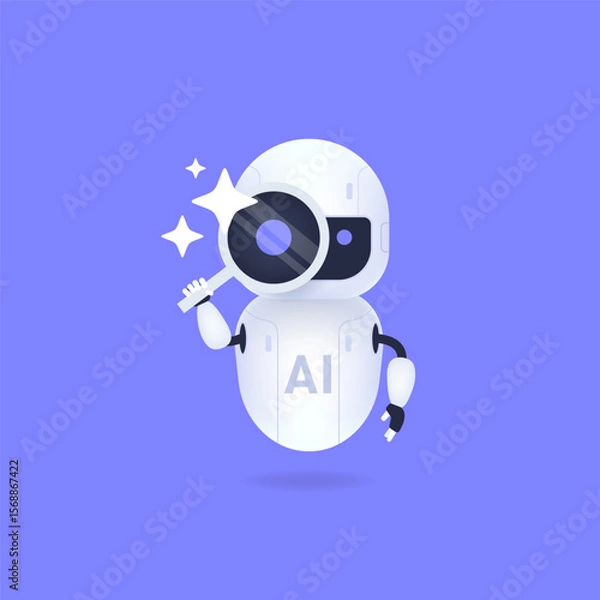 Obraz Innovative robotic cartoon character exploring concepts of artificial intelligence and technology in a modern graphic design.