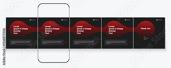 Fototapeta Set of LinkedIn carousel post, social media Instagram carousel post, modern and editable business carousel template design	