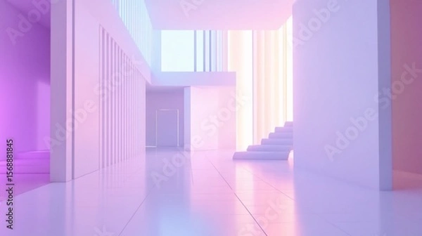 Obraz Minimalist Architecture with Pastel Tones and Geometric Shapes for Modern Design Spaces