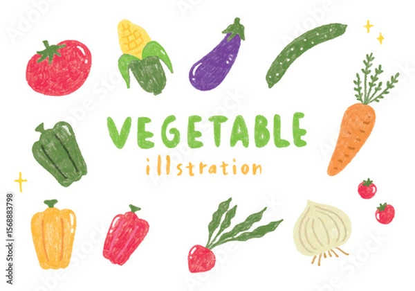 Obraz かわいい野菜の手描きイラストセット