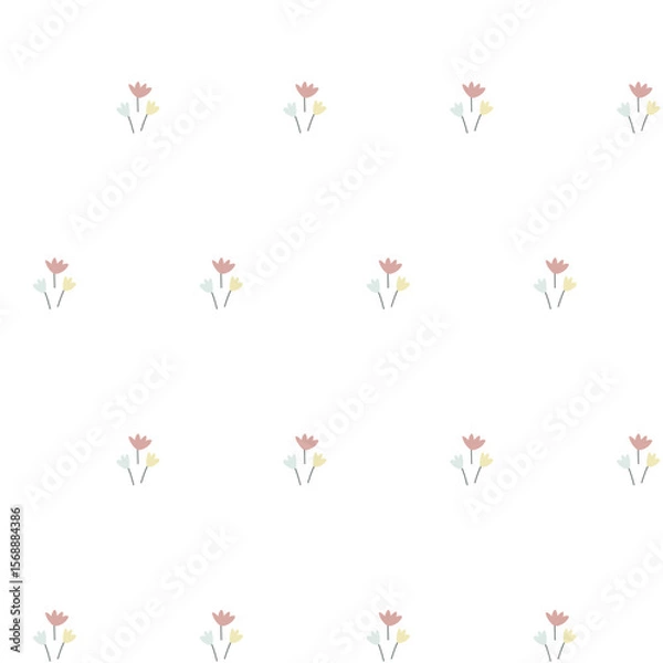Fototapeta Soft Botanical Seamless Flower Pattern