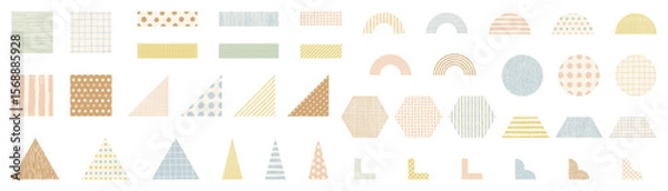 Obraz 手描きパターンの幾何学図形セット。パステルカラー