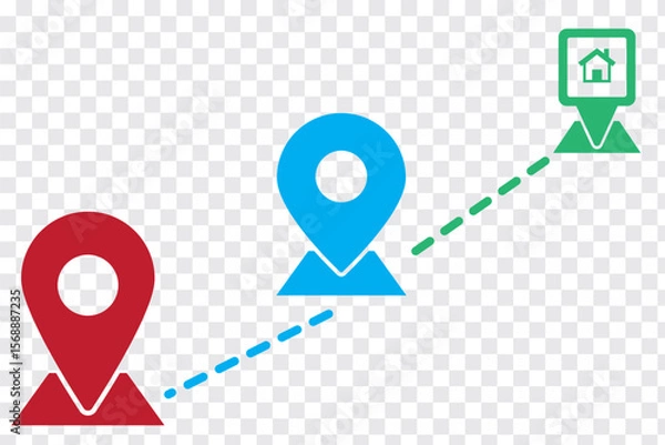 Fototapeta Geolocation map mark set, Related Line Icons. line icon, Collection of Icons map point location. Icons vector map pin location. Colorful Variety Design. EPS 10