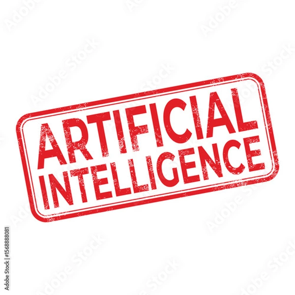 Obraz Artificial intelligence, Ai generated red stamp isolated on white background.