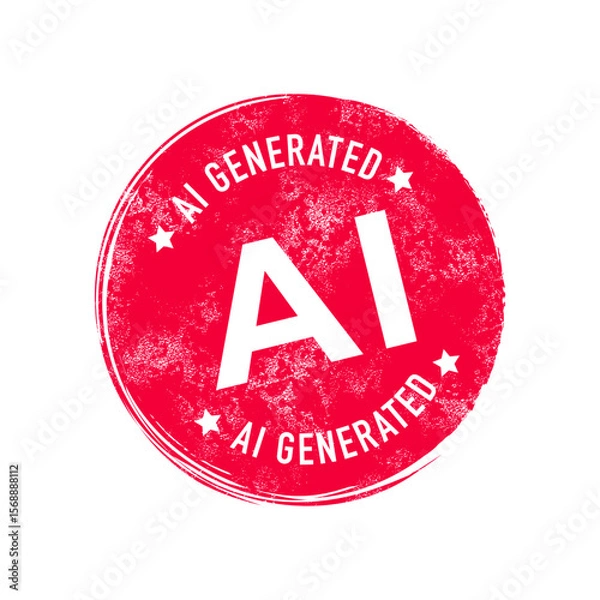 Obraz Ai generated red stamp isolated on white background.