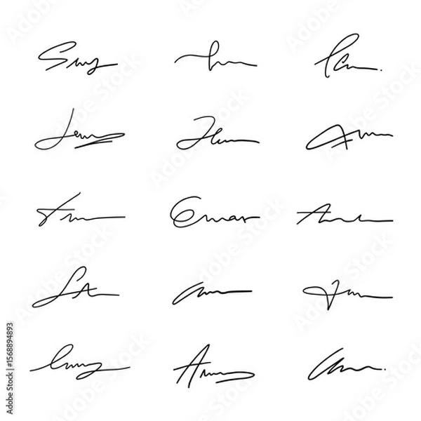 Obraz Collection of Handwritten Signatures in Various Styles