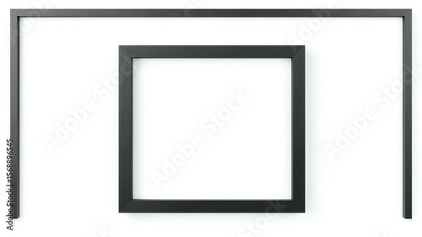 Fototapeta Minimalist black square picture frame centered on a white background