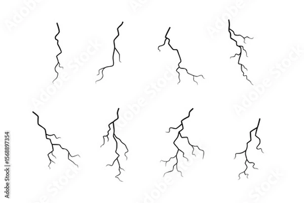 Obraz Collection of Black Lightning Bolt Illustrations