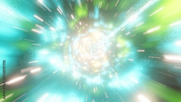 Fototapeta ものすごいスピードで駆け抜ける光の軌跡　カラフルな光の背景