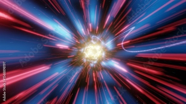 Fototapeta ものすごいスピードで駆け抜ける光の軌跡　カラフルな光の背景