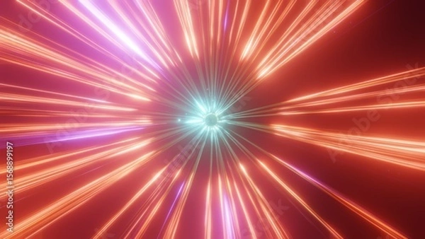 Fototapeta ものすごいスピードで駆け抜ける光の軌跡　カラフルな光の背景